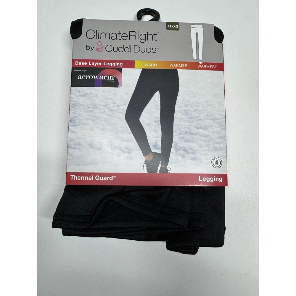 ClimateRight by Cuddl Duds Black Thermal Guard Base Layer Leggings Women's XL